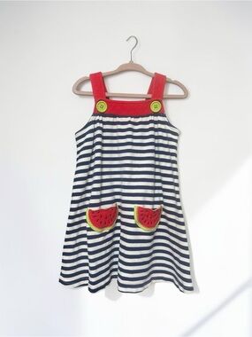 Vintage Toddler Girl Summer Dress, Hartstrings Striped Watermelon Dress, 3T